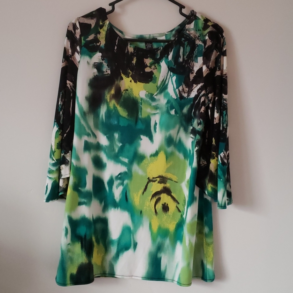 Green and black blouse